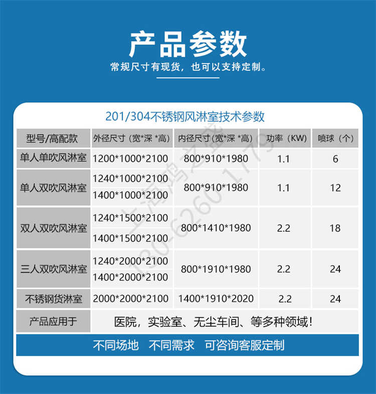 {xx}全自动单人双吹风淋室-规格参数